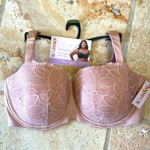 NWT JOYSPUN Underwire Balconette Bra lace overlay light padding 44DD